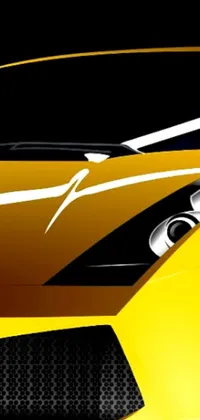 This phone live wallpaper features a vibrant yellow sports car set against a sleek black background