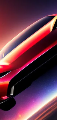 This live wallpaper for your phone features a mesmerizing scene of a red sports car in flight above the earth
