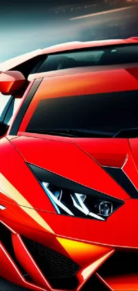 This live wallpaper features a captivating digital painting of a red sports car parked in a parking lot