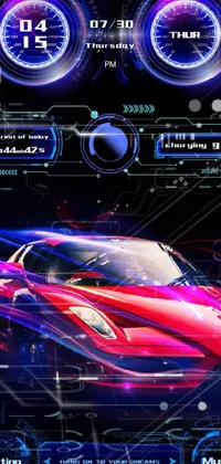 This dynamic phone live wallpaper boasts a futuristic vehicle surrounded by darkness