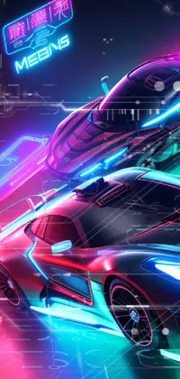 Looking for a thrilling live wallpaper for your phone? Check out this trendy and colorful digital art featuring two cars lined up next to each other in a middle shot