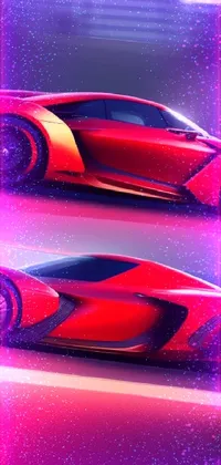 Dress up your phone with an amazing live wallpaper! This wallpaper features two sleek red sports cars racing on a track