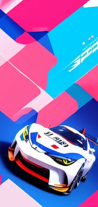 This vertical live wallpaper features a striking close-up shot of a stylish car set against a vibrant and colorful background