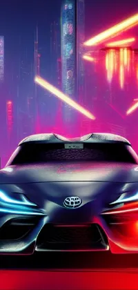 Looking for a stunning live wallpaper for your phone? Check out this cyberpunk-inspired design featuring a futuristic sports car racing through a city at night