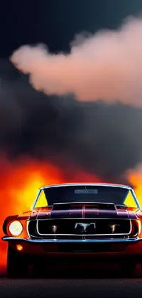 Rev up your phone's display with this stunning live wallpaper! Get up-close and personal with a sleek cobra or mustang muscle car as you witness the excitement of a high-speed race