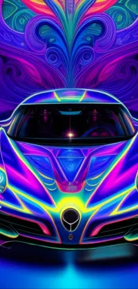 This live wallpaper showcases a colorful car against a black background