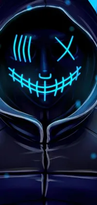 This phone live wallpaper showcases a cyberpunk art style featuring a close-up view of someone wearing a hoodie