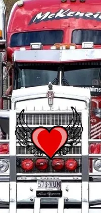 Looking for an exciting phone wallpaper? Try this semi truck with a heart painted on the front
