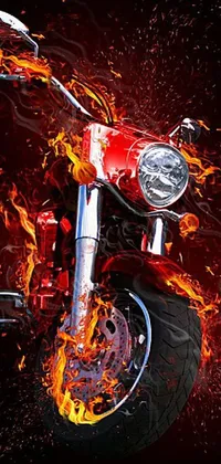 This live wallpaper is perfect for motorcycle lovers! It features a vibrant red bike with fiery flames coming out of the exhaust pipes