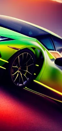 This live wallpaper for your phone features an eye-catching sports car, with a striking green and yellow design