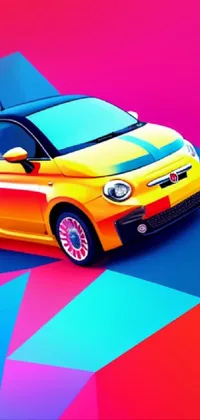 This phone live wallpaper features a colorful and vibrant background adorned with a small car