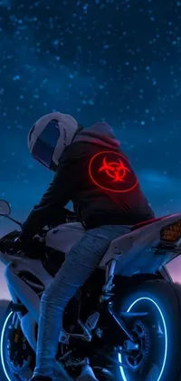 Experience the thrill of the night with this incredible phone live wallpaper featuring a motorcycle ride rendered in stunning digital art