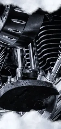 Transform your phone with this visually stunning black and white motorcycle engine wallpaper