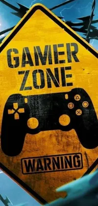 This phone live wallpaper depicts a yellow sign reading "Video Game Zone" against a striking digital art background