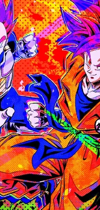 This phone live wallpaper showcases a bold and energetic artwork of two characters intensely battling