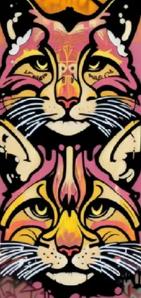 Looking for a captivating live wallpaper for your phone? Check out this stunning graffiti art piece featuring a colorful painting of a cat on a wall