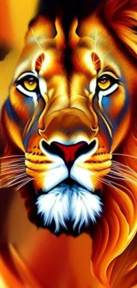 This phone live wallpaper features a stunning image of a lion on fire, artfully recreated in an airbrush painting style