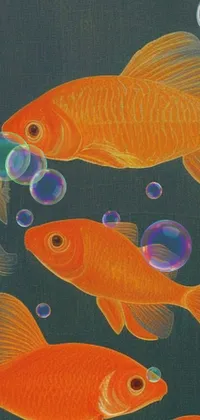 This gorgeous phone live wallpaper features a net art style painting of a school of fish swimming in an aquarium
