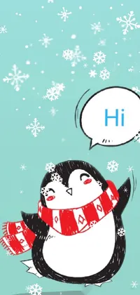 Looking for a cute phone live wallpaper that screams winter fun and play? Check out our penguin live wallpaper! This adorable illustration of a penguin wearing a cozy scarf and mittens is sure to bring a smile to your face