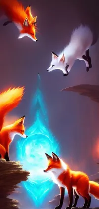 The Fox Couple Live Wallpaper captures the charm of two majestic creatures in a whimsical concept art style