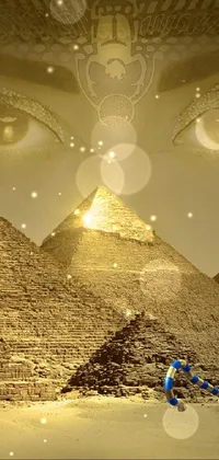 This stunning live wallpaper features a striking image of a bikini-clad woman standing in front of an Egyptian pyramid with ancient warrior and African domme mistress vibes