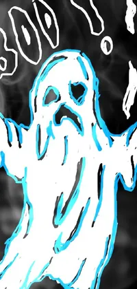 This unique live wallpaper features a striking sketch of an ominous ghost on a sleek black backdrop – perfect for those who love unconventional and spooky art