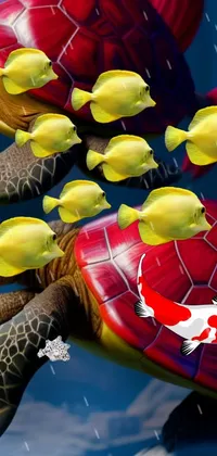 This phone live wallpaper features a realistic scene showcasing two turtles sitting beside each other