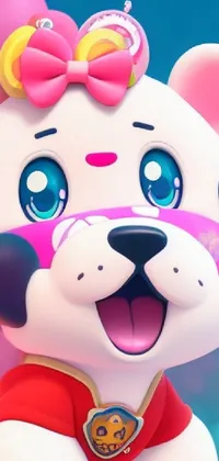 This phone live wallpaper depicts a red-shirted stuffed animal character portrait, inspired by the popular game Brawl Stars