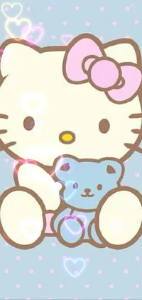 Looking for an adorable and colorful phone wallpaper? Look no further than this cute Hello Kitty and teddy bear live wallpaper! Based on popular Tumblr aesthetics, this pop art style image features Hello Kitty and her cuddly furry friend cozied up next to each other in vibrant colors and bold outlines