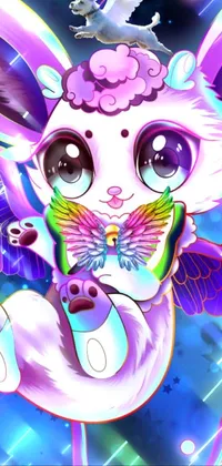 Our phone live wallpaper is a captivating, close-up design of a cartoon animal, featuring wings and a magical fairy-like vibe