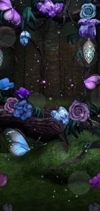 Vertebrate Purple Flower Live Wallpaper