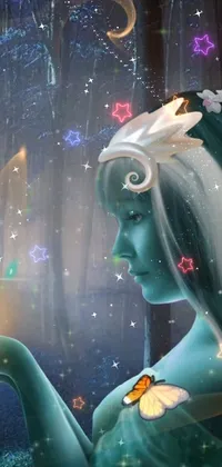 This stunning phone live wallpaper depicts a magical fantasy scene
