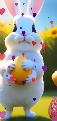 Easter Bunny with four arms throwing eggs Live Wallpaper