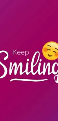 Looking for a fun and energetic phone live wallpaper? Look no further than this purple background with a cute smiley face and the inspiring message, "keep smiling"