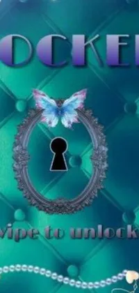 This phone wallpaper showcases a beautiful lock with a butterfly atop it