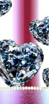 This live phone wallpaper features a captivating heart-shaped pattern made of dazzling blue and purple diamonds