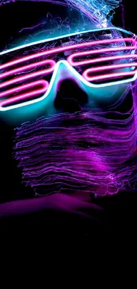 Add a striking and bold design element to your phone with this neon glasses live wallpaper