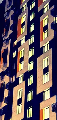 This live phone wallpaper is a stunning image of a tall building with numerous windows and crenellated balconies