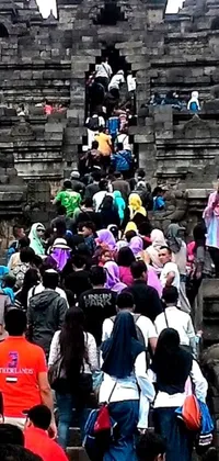 Looking for an energetic and lively phone live wallpaper? Look no further than this stunning scene captured at Borobudur
