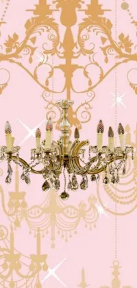 This phone live wallpaper features a baroque-style chandelier on an ornate background