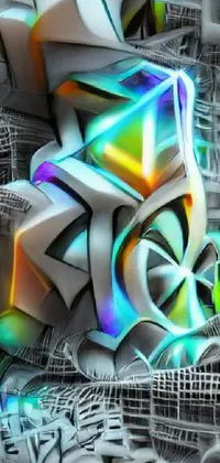 This phone live wallpaper showcases vibrant graffiti art on a wall