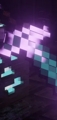 This striking phone live wallpaper features a group of colorfully lit cubes resting on a wooden floor