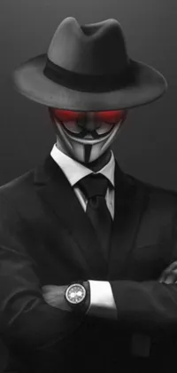 This dynamic phone live wallpaper showcases a sharply dressed gentleman donning a face mask, evoking a sense of contemporary allure