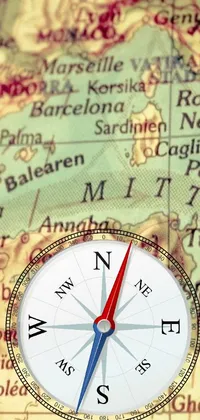 This phone live wallpaper depicts a compass on a map zoomed in on a section of the Mediterranean that includes Egypt