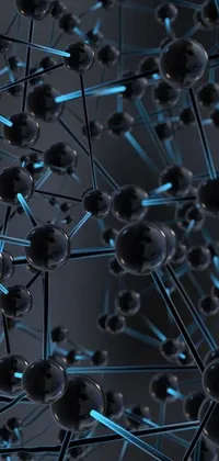 This phone live wallpaper boasts a mesmerizing digital design featuring a group of intricately connected balls made of nanomaterials
