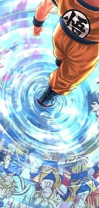 This live wallpaper features a stunning dragon ball character in poster art style, soaring through the sky in a serene and dynamic scene
