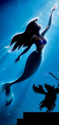This phone live wallpaper features an iconic Disney character from The Little Mermaid