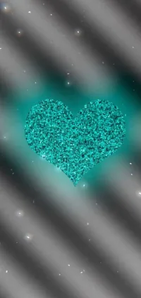 This phone wallpaper features a stunning green glitter heart on a sleek black background, perfect for those who enjoy bold and eye-catching designs