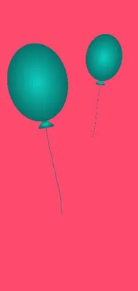 This phone live wallpaper depicts two beautiful blue balloons floating on a soft pink background