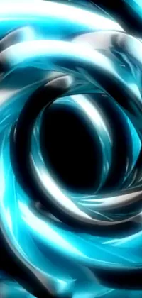 This vibrant live wallpaper features a mesmerizing blue and black swirl on a crisp white background